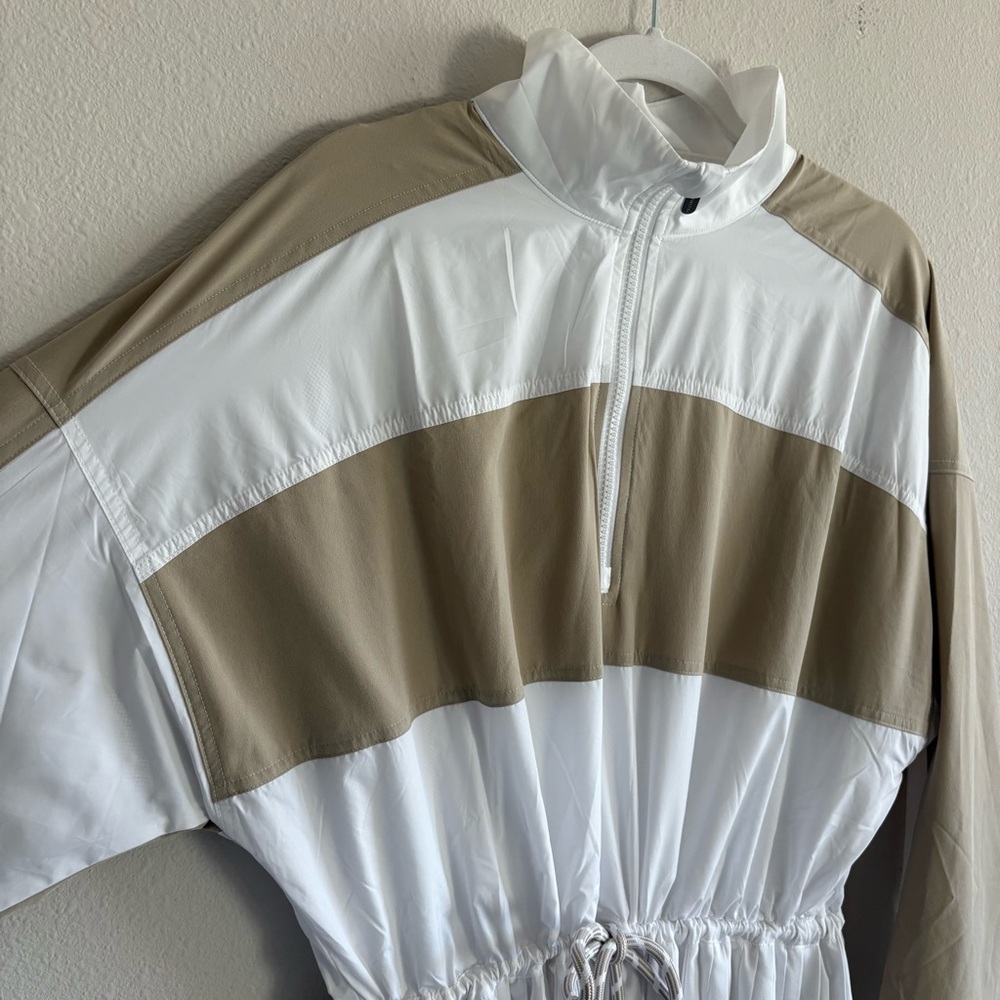 NWT Athleta Power Serve Shell Dress Women’s Large White/Tan Pickleball Tennis - Picture 6 of 9